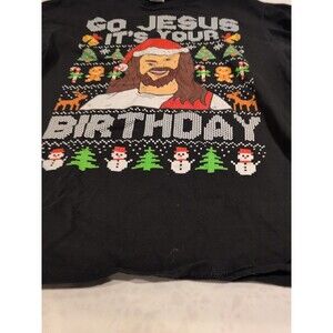 Men's Funny Christmas "Go Jesus It's Your Birthday" T-Shirt - Black - Medium
